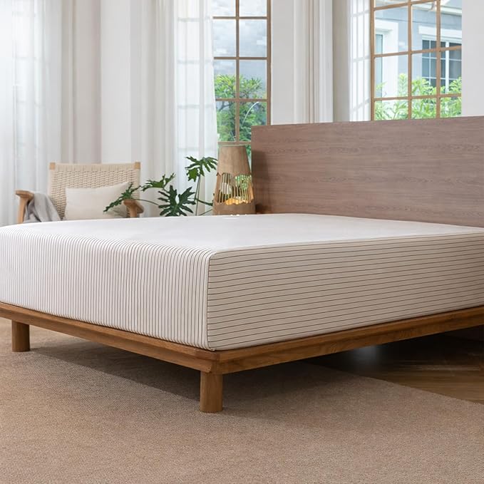 MooMee Stripes Fitted Bottom Sheet Only 100% Washed Cotton Linen Like Textured - Image 4
