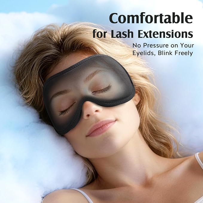 YFONG Sleep Mask for Lash Extensions, Bamboo Viscose & 100% Blackout Eye Mask - Image 2