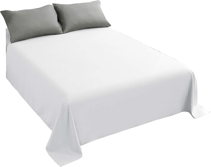 Sfoothome White Flat Sheet, Ultra Soft and Comfortable Microfiber Top Sheet by Sfoothome
