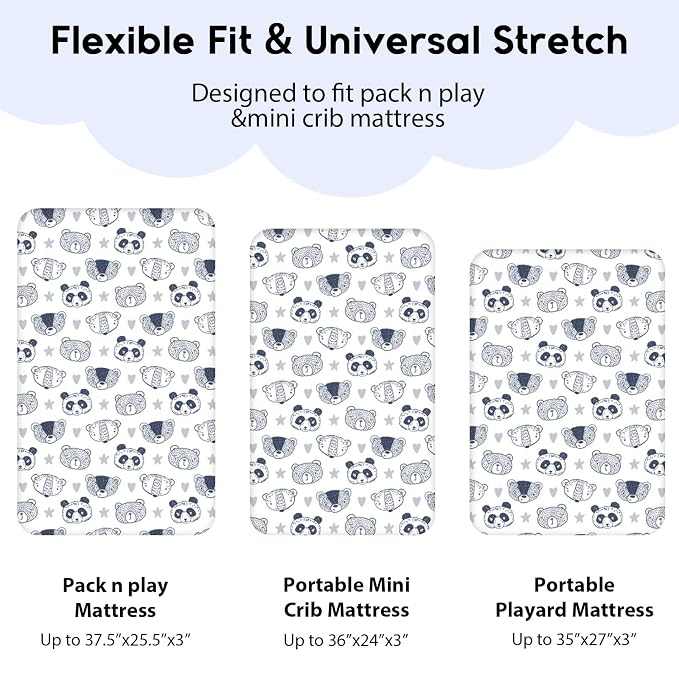 Yoofoss Pack and Play Sheets Fitted, Mini Crib Sheets 2-Pack - Image 3