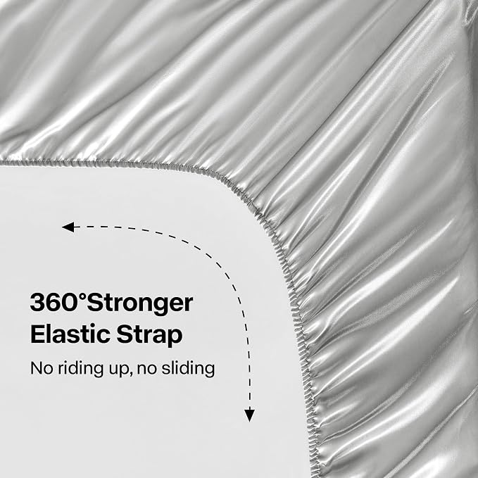 BEDELITE Satin Fitted Sheet and Pillowcases Set, Luxury Soft Similar to Silk - Image 4