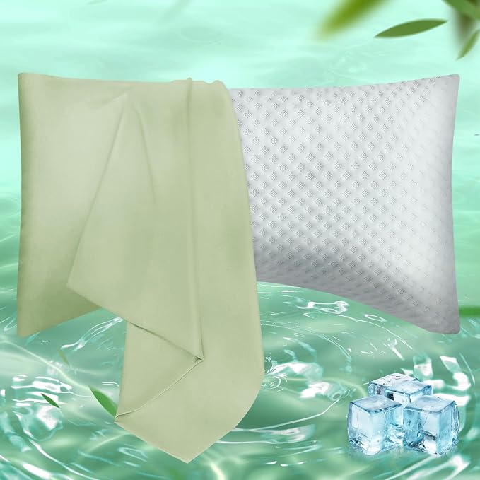 Curved Pillow Case Queen Size, Side Sleeper Pillow Cases Cover Cooling Rayon by JamRest