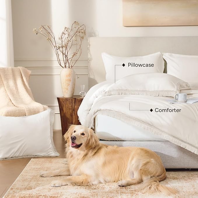 Andency Twin Comforter Set Beige, 2 Pieces Boho Tassel Kids Comforter Sets - Image 7