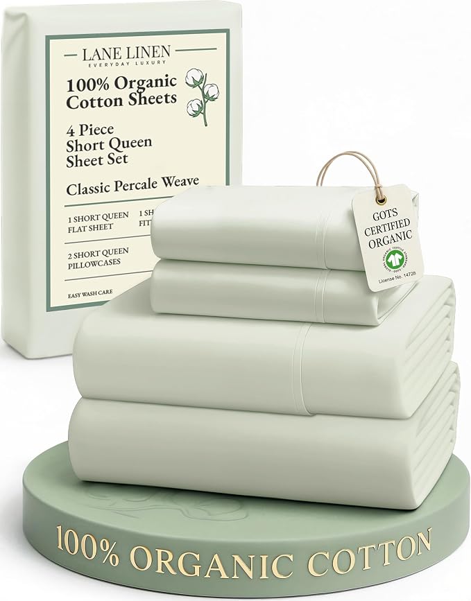LANE LINEN 100% Organic Cotton Queen Sheet Set, Soft & Breathable Percale Weave by LaneLinen