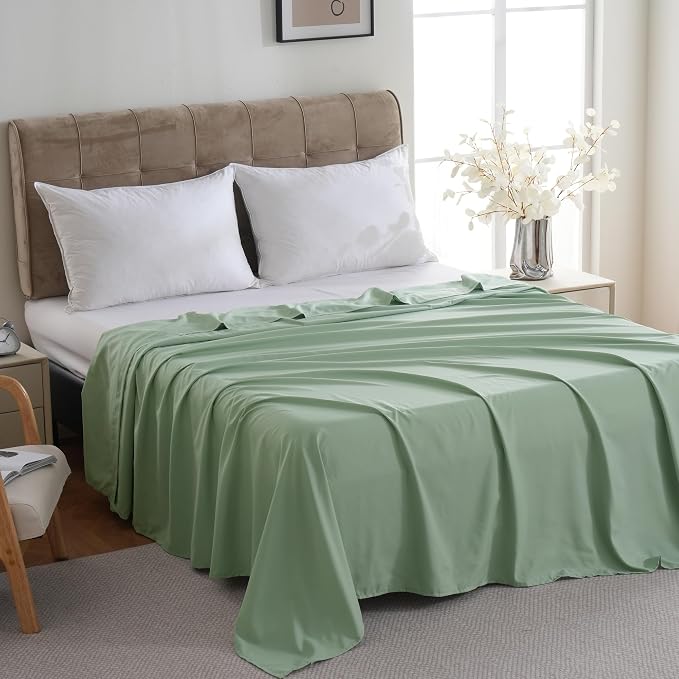 ZPECC Twin Flat Sheet Only 1 Pack, Durable Sage Green Top Bed Sheets - Image 3