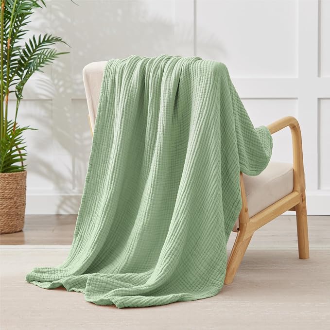 100% Cotton Muslin Blanket 50" x 60", Breathable and Lightweight Cotton Throw - Image 5
