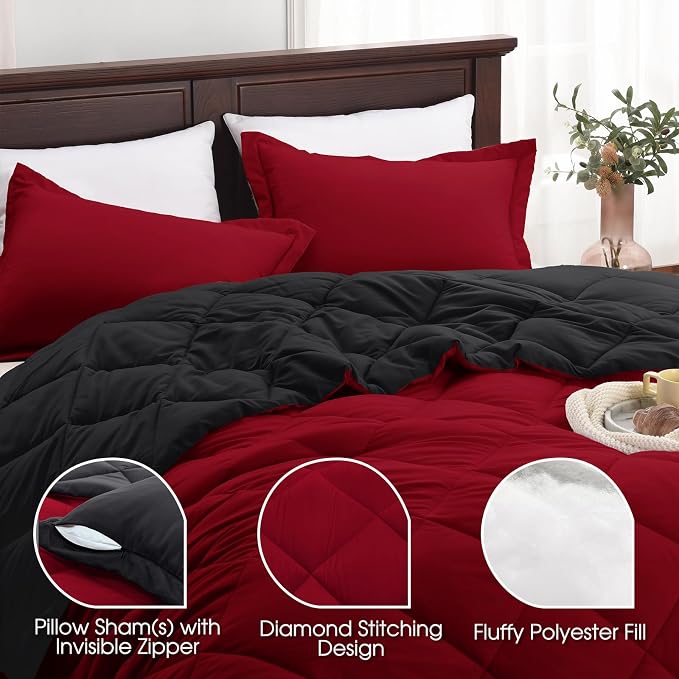 Basic Beyond Queen Comforter Set, Reversible Bed Comforter Queen Bed Set - Image 4