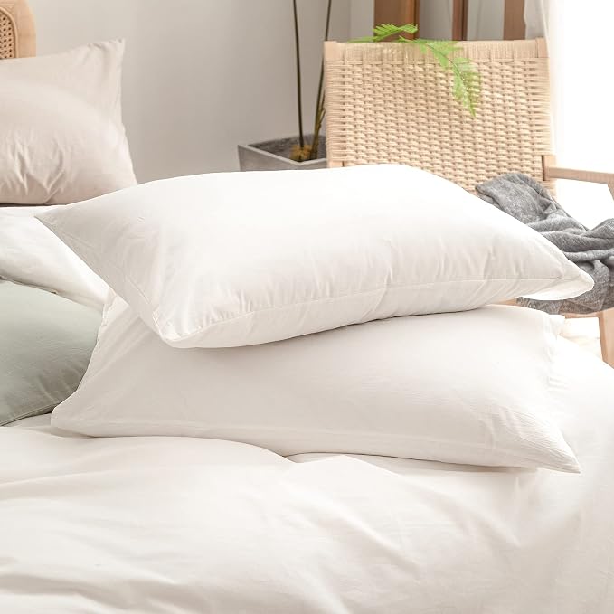 BESTOUCH Duvet Cover Set 100% Washed Cotton Linen Feel Super Soft Comfortable - Image 7