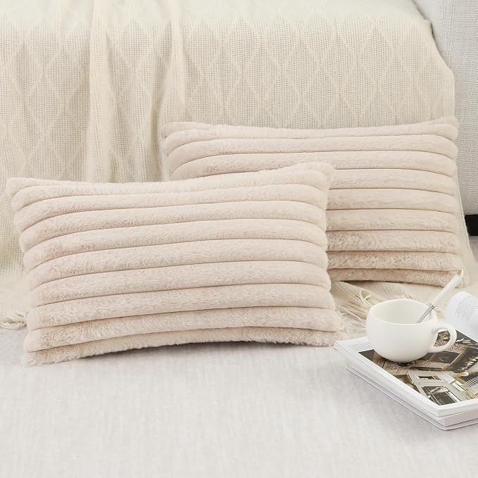 Pallene Faux Fur Plush Lumbar Throw Pillow Covers 12x20 Set of 2, Luxury Soft - Image 6