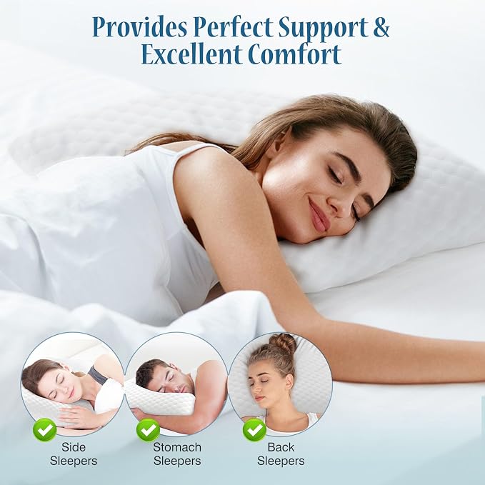 DUMOS Memory Foam Pillows for Sleeping 2 Pack, Bed Pillows for Adults - Image 6