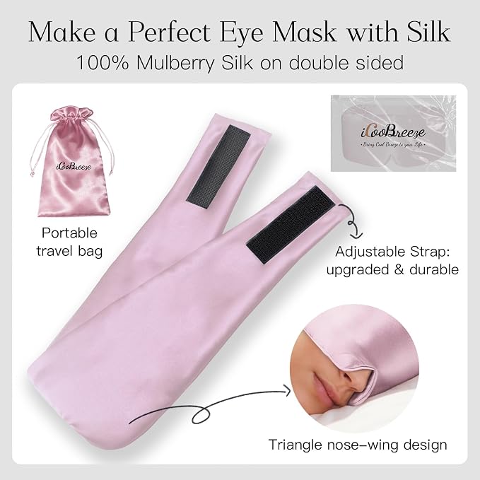100% Natural Silk Eye Mask for Women Men, Soft Pressureless Cooling Blackout - Image 6
