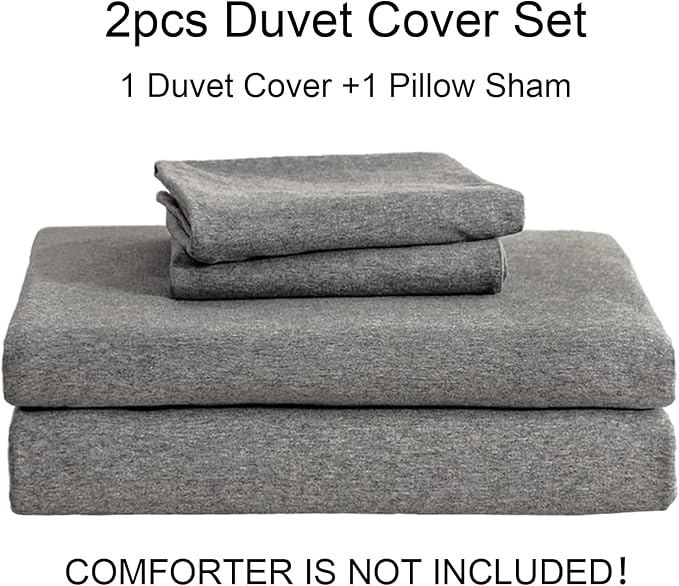 PURE ERA Jersey Knit Duvet Cover Set 100% T-Shirt Cotton Super Soft Comfy 2pc - Image 7