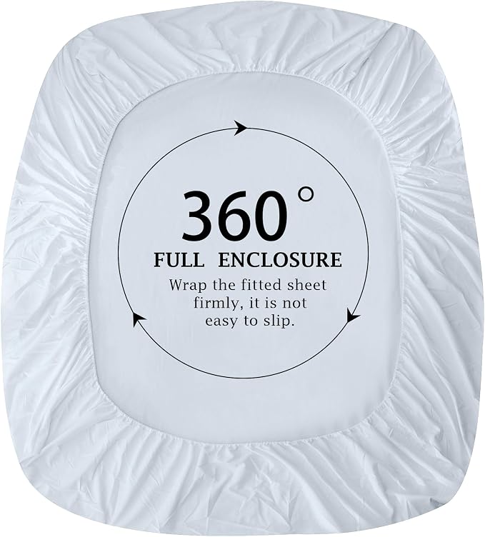 FreshCulture Pure Cotton Fitted Sheets Queen Size, 300 Thread Count Percale - Image 4