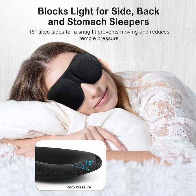 YIVIEW Sleep Mask for Back and Side Sleeper Pack of 3, 100% Light Blocking 3D - Image 3
