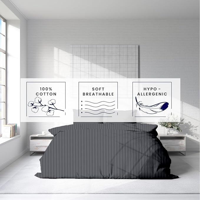 Kotton Culture 3 Pc Twin Size Duvet Cover Set- 100% Egyptian Cotton 600 TC - Image 5
