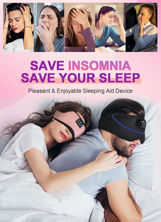 TOPOINT Sleep Mask Headphones Bluetooth 5.2 Wireless, Microphone, Noise - Image 6