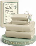 LANE LINEN 100% Organic Cotton Bed Sheets King Size, Fully Elasticized by LaneLinen