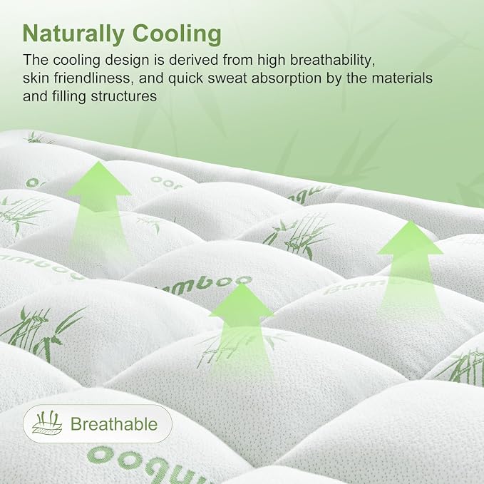 Twin XL Size Mattress Topper Viscose Derived from Bamboo, Soft Thick Pillow Top - Image 3