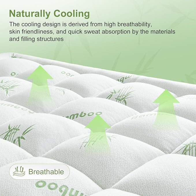 King Size Mattress Topper Viscose Derived from Bamboo, Soft Thick Pillow Top - Image 3