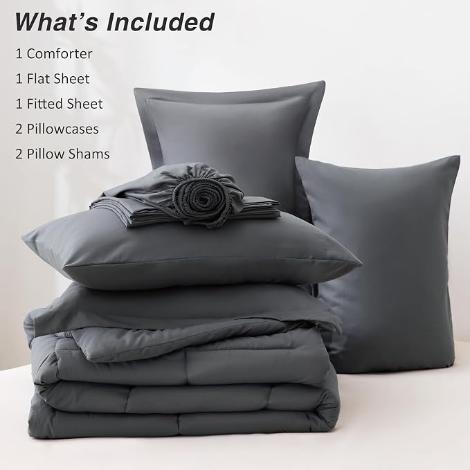 Love's cabin Full Comforter Set Soot Grey, 7 Pieces Full Bed in a Bag, All - Image 8