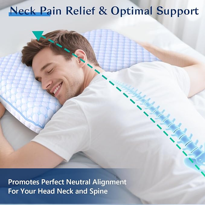 Stomach Sleeping Pillow for Shoulder and Neck Pain Relief, Thin Memory Foam - Image 2