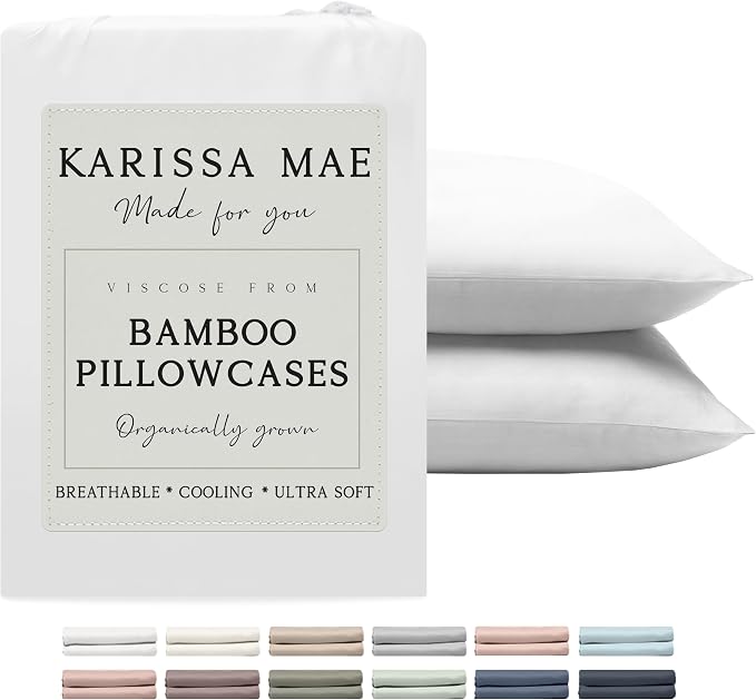 Karissa Mae Cooling Bamboo Viscose Queen Size Pillowcase Set | 100% FSC by KARISSAMAE