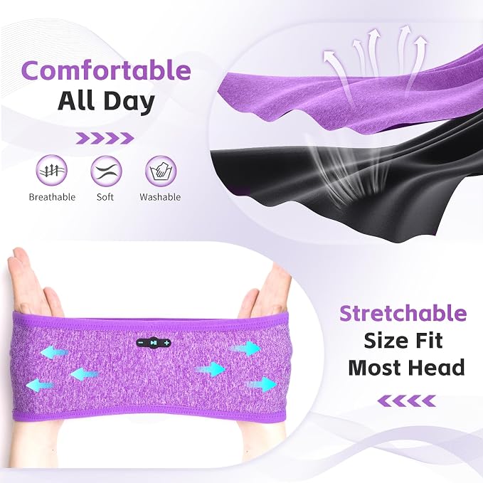 Sleep Headphones Bluetooth 6.0 Headband, 20Hr Headband Headphones - Image 5