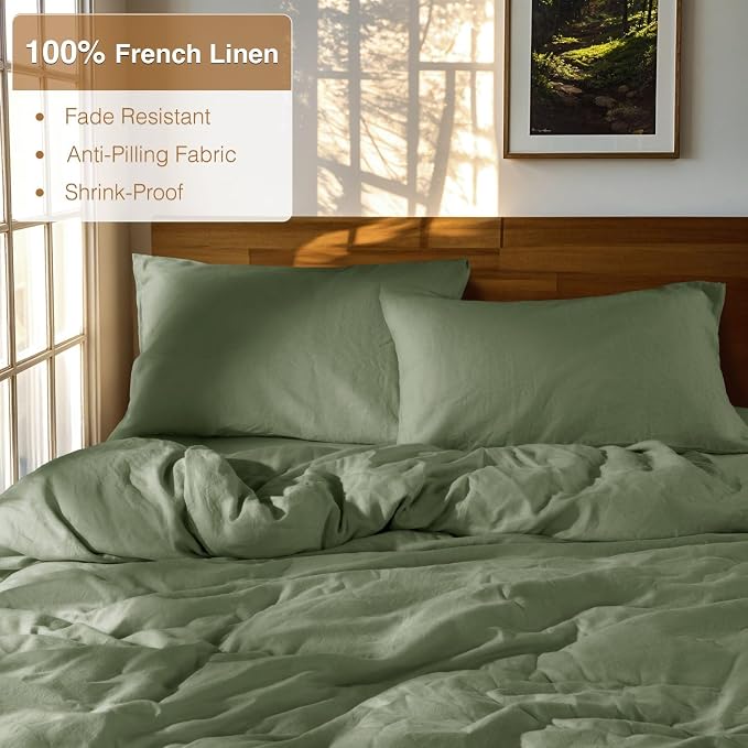 SONORO KATE 100% French Linen Duvet Cover King Size, Soft Breathable - Image 2
