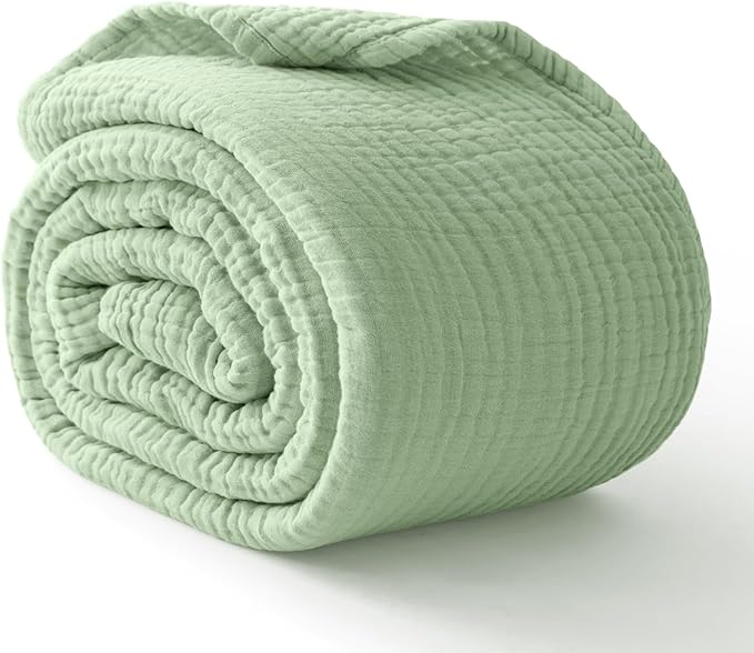 100% Cotton Muslin Blanket 50" x 60", Breathable and Lightweight Cotton Throw by Kozyhvn
