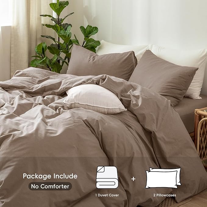 MooMee Bedding Duvet Cover Set 100% Washed Cotton Linen Like Textured - Image 2