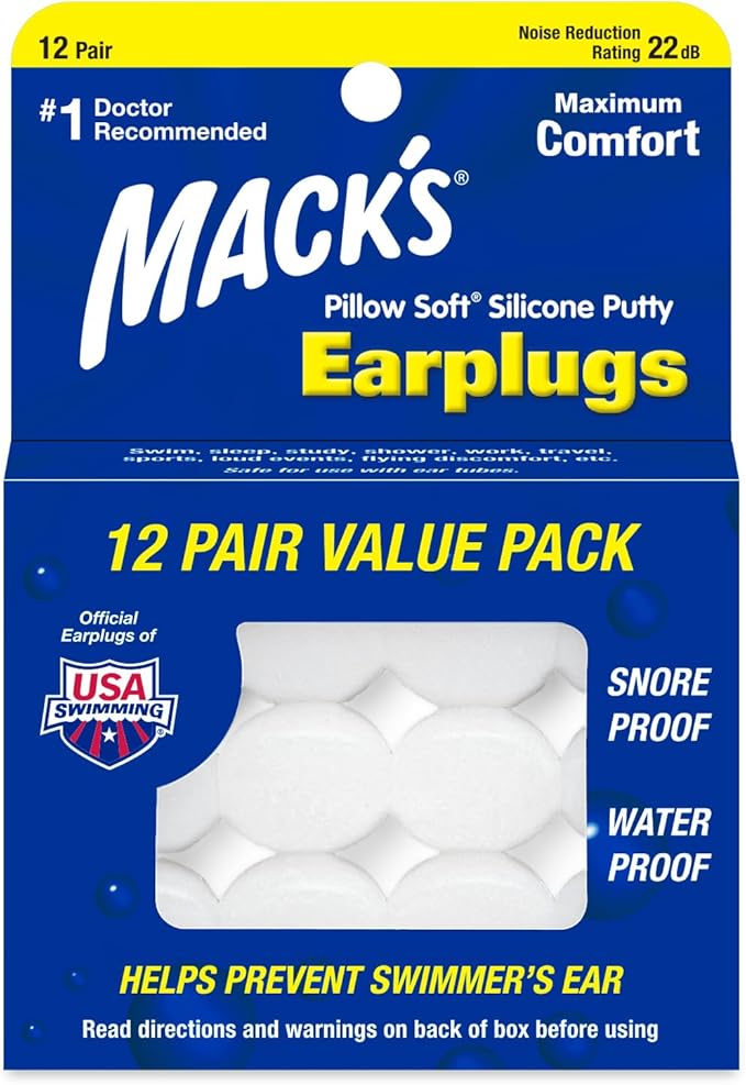 Mack's Pillow Soft Silicone Earplugs, 12 Pair – The Original Moldable Silicone by Macks