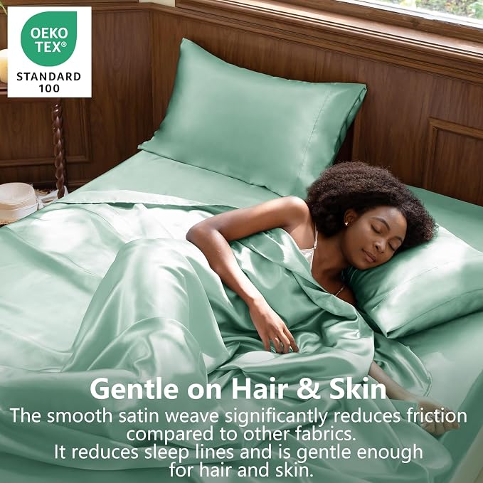 CozyLux Satin Sheets Queen Size Bed Set - Image 2