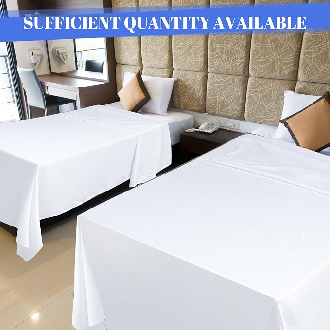 Preboun 20 Pcs White Flat Sheets Bulk Twin Size Soft Microfiber Top Flat - Image 4