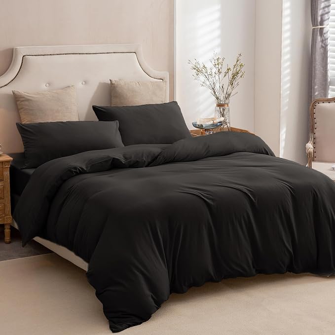 PURE ERA Jersey Knit Duvet Cover Set 100% T-Shirt Cotton Super Soft Comfy 2pc - Image 4