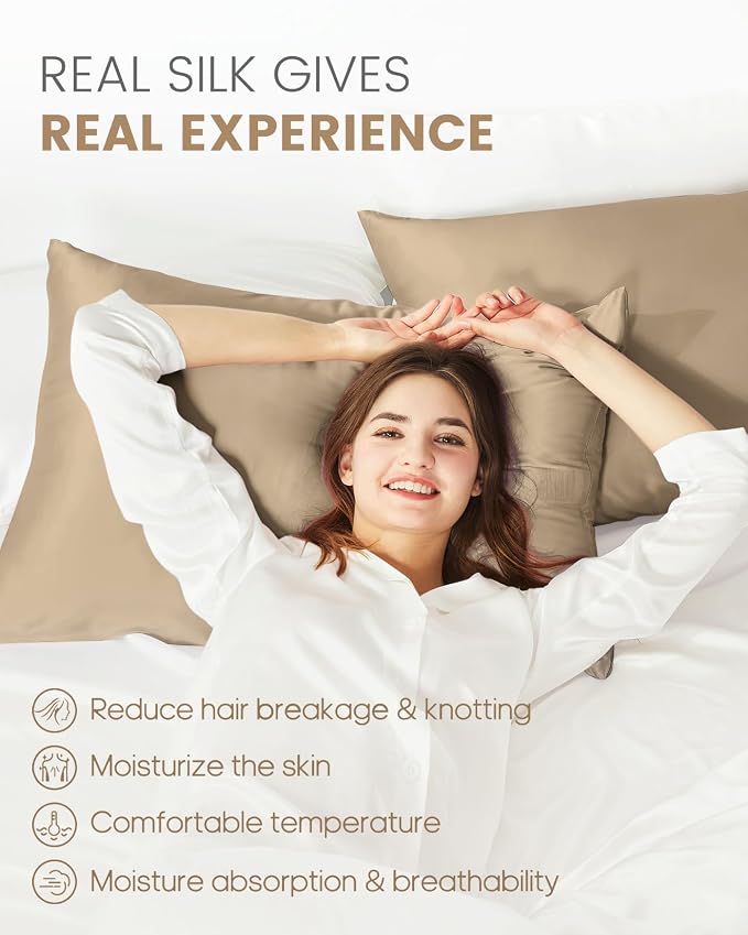 THXSILK Set of 2 100% Mulberry Silk Pillowcase - Image 3