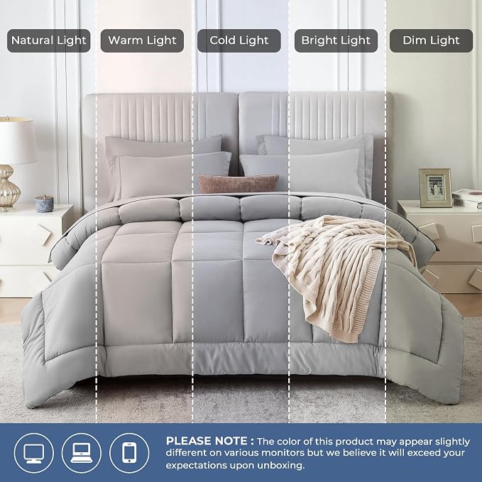Sasttie California King Comforter Set, 7 Pieces Cal King Bed in a Bag, Complete - Image 7