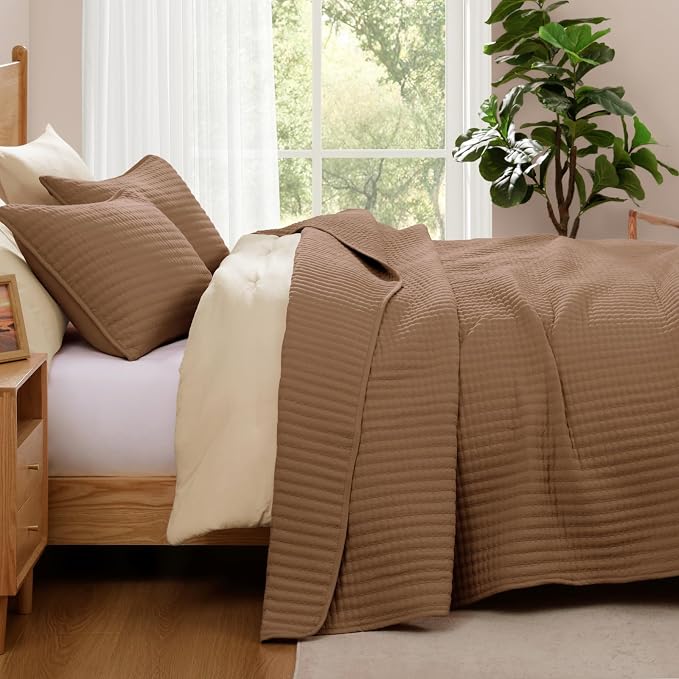 WRENSONGE Brown California/Oversized King Size Quilt Bedding Set - Image 4