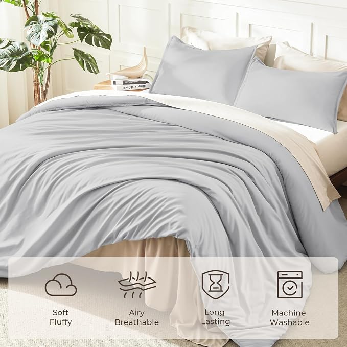 Litanika Light Grey Comforter California King Size, 3 Pieces Cal King - Image 3