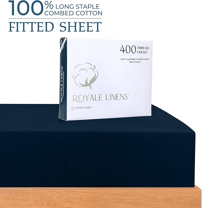 Royale Linens 400 Thread Count 100% American Grown Cotton Fitted Sheet Full Size - Image 2