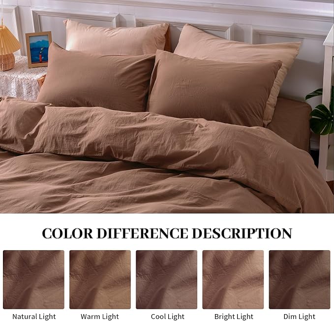 NEXHOME PRO Duvet Cover Set 100% Washed Cotton Super King 108"x98", Organic - Image 3