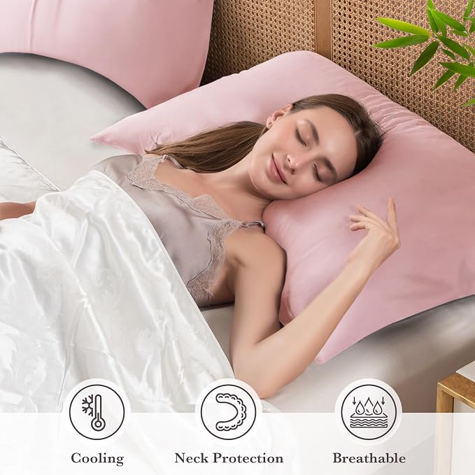 Curved Pillow Case Queen Size, Side Sleeper Pillow Cases Cover Cooling Rayon - Image 3