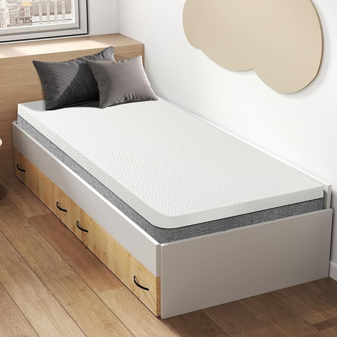 Czpalo 4 Inch Gel Memory Foam Mattress Topper Twin XL, Cooling Mattress Topper by Czpalo