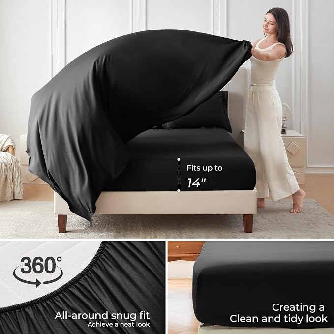 Sasttie Twin Comforter Set Black, 5 Pieces Bed in a Bag Twin, Complete Bedding - Image 5