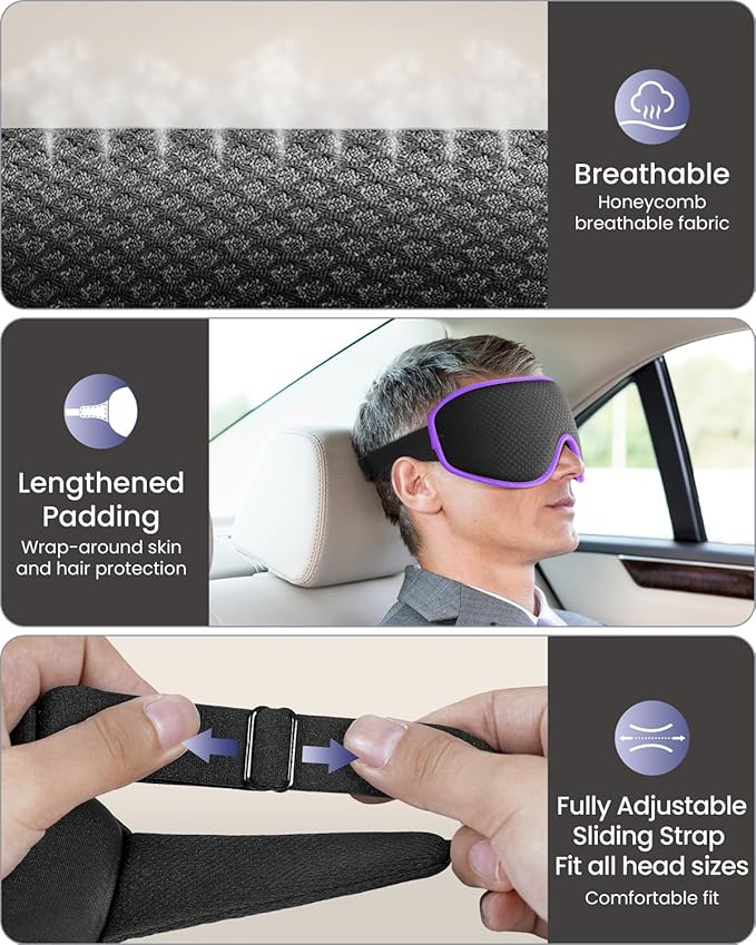 WAOAW Sleep Mask for Men Women: Blackout Eye Masks for Sleep - Image 4