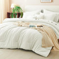 CozyLux Queen Comforter Set Ivory, 7 Pieces Bed in a Bag Queen Comforter Set by CozyLux