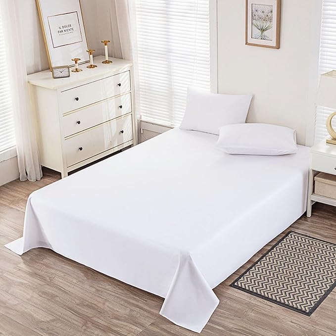 Flat Sheet Queen Size, Soft 300 Thread Count 100% Cotton Sheet, Cooling & by Unknown