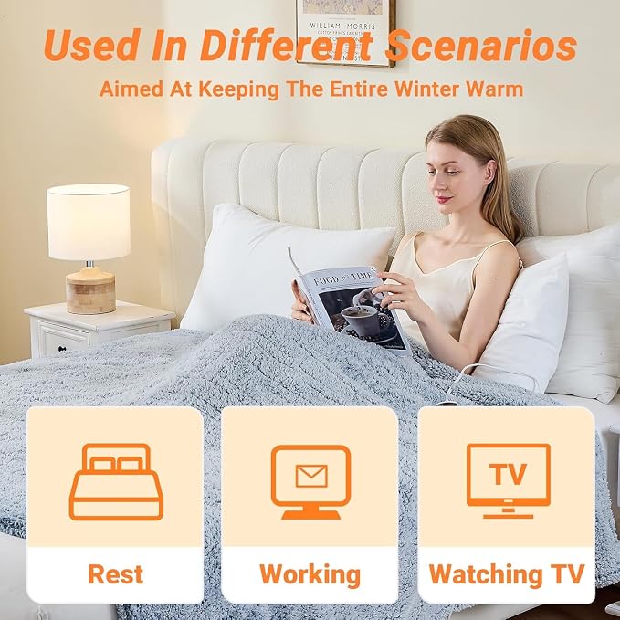 Heated Blanket Heated Throw, Electric Blanket 50"x60" Heating Blanket - Image 5
