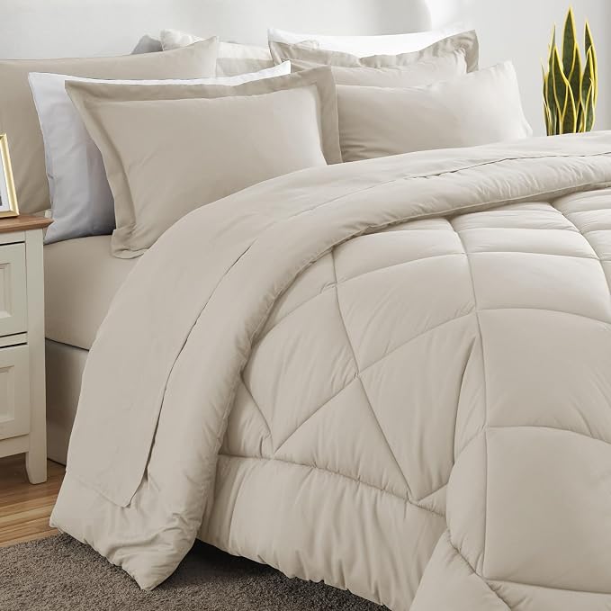 CozyLux King Size Comforter Set Beige - Image 4