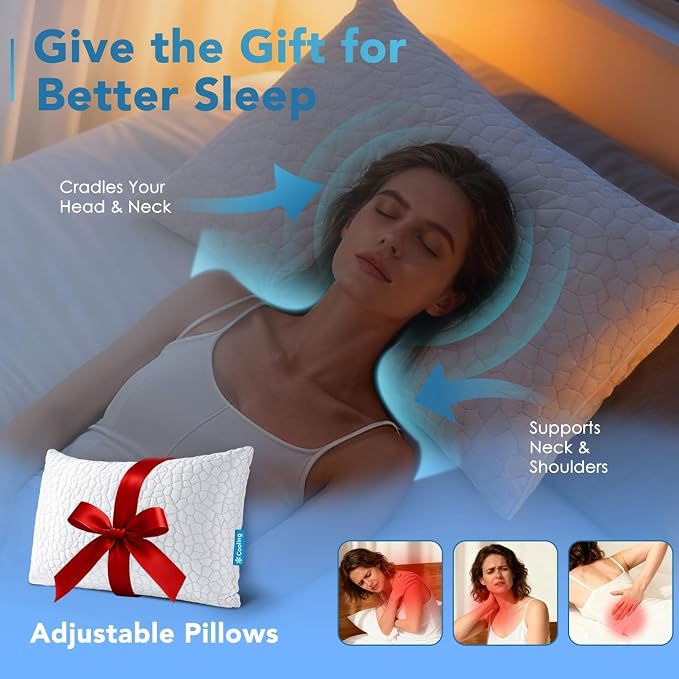 QUTOOL Cooling Pillow for Sleeping, CertiPUR-US Shredded Memory Foam King - Image 4