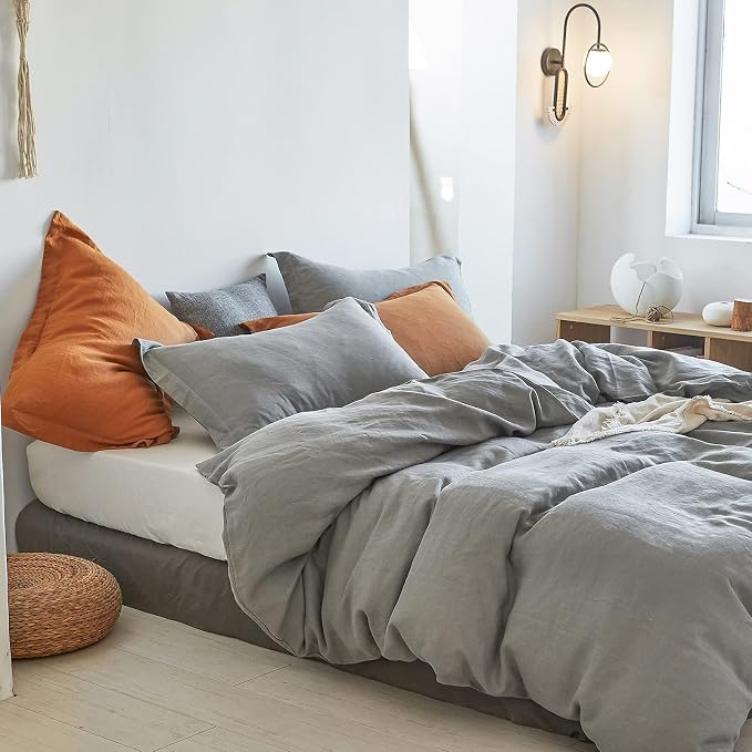 Simple&Opulence 100% Linen Duvet Cover Set 3pcs Basic Style Natural French - Image 9